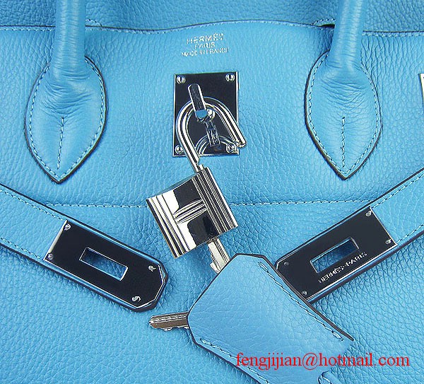 Hermes Birkin 42cm Togo Leather Bag 6109 Light Blue silver padlock Hermes Birkin 42cm Togo Leather Bag 6109 Light Blue silver padlock